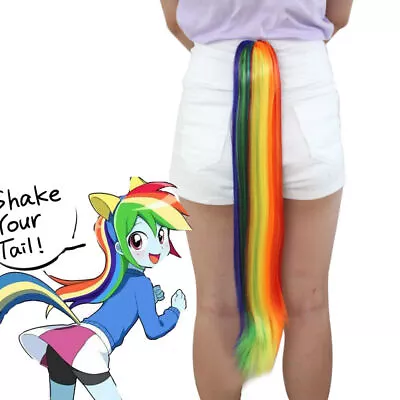 My Little Pony Rainbow Dash Tail Rainbow Cosplay Wig Clip Ponytail PJ27 USA Ship • $14.69
