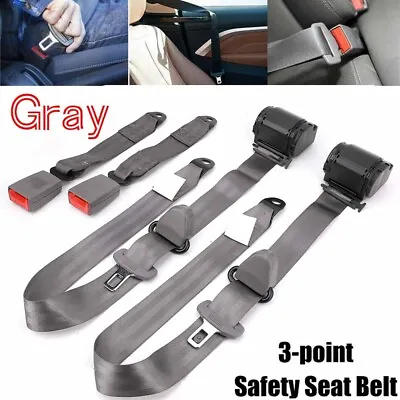 2Set Retractable 3 Point Safety Seat Belt Straps Car Vehicle Adjustable Belt Set • $48.44