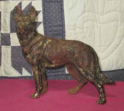 $39.95 • Buy Antique Hubley Cast Iron German Shepherd Police Dog Heavy Doorstop Statuette Vtg
