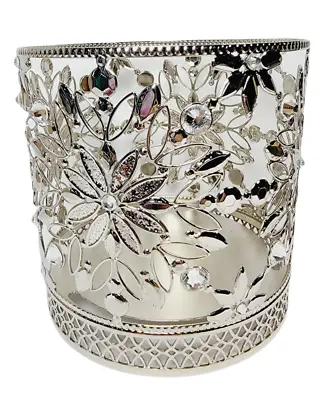 Bath & Body Works Silver Snowflakes Bling Large 3 Wick Candle Holder Sleeve NEW • $20.98