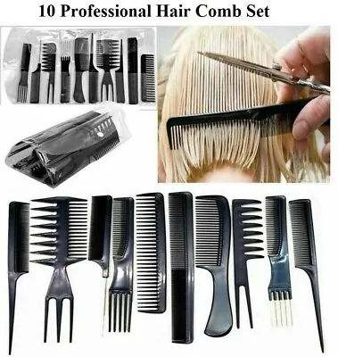 10 X Salon Comb Hairdressing Hair Styling Comb Set Tooth Detangler Hair Comb Uk • £2.98