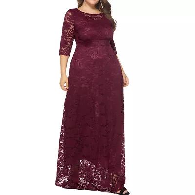 $55.85 • Buy Plus Size Women Half Sleeve Lace Long Maxi Dress Evening Wedding Party Dresses