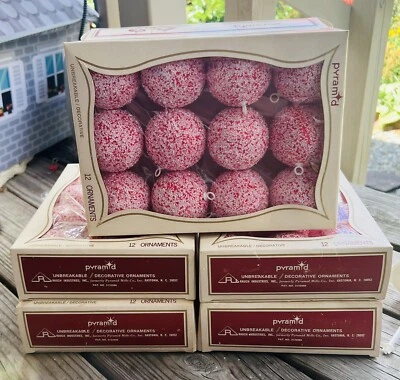 $99.99 • Buy Vintage Pyramid Christmas Ornaments Red/Pink Sugared