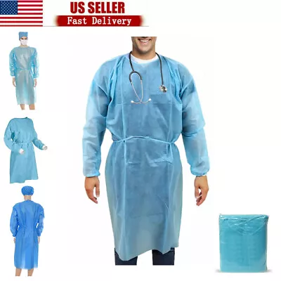 Disposable Isolation Gowns PPE Lab Dental Coat  Medical Blue 10/50/100 PK • $9.42