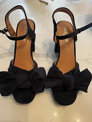 Day Vine Womens Party High Heel Navy Velvet Bow Shoes Uk 7/ Eu40 • £19.99