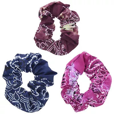 Set Of 3 Acid Wash Tie Dye Retro Paisley Print Hair Scrunchies • £4.69