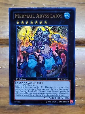 Yugioh 1996 Mermail Abyssgaios 1st Edition ABYR-EN046 NM Holo Rare Card NM • $20