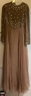 VIntage Victoria Royal Ltd Sheer Brown Beaded Party Dress • $24.50