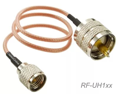 UHF Male To Mini-UHF Male 50-Ohm RG316 Coax Low Loss Jumper RF Cable • $9.95