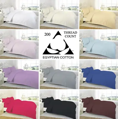 Luxury 100% Egyptian Cotton Bedding Duvet Cover Set 200 Thread Count All Sizes • £23.99