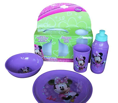 Minnie Mouse Dinner 4 Piece Set Plate Bowl Cup And Drinking Bottle • £9.99