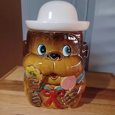Vtg Monkey Sailor Cookie Candy Jar Canister MCM Japan Brown With White Hat Lid • $49.97
