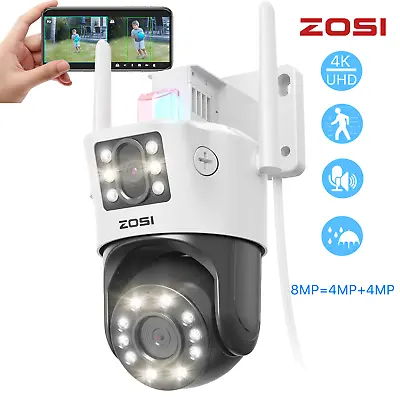 ZOSI 8MP WIFI Camera Outdoor PTZ Smart Security Wireless 4K CCTV Camera Dual Len • £75.44