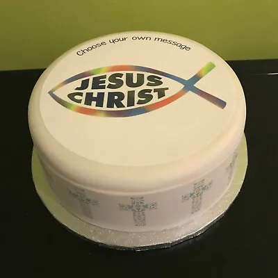 £5 • Buy Jesus Pre-cut Edible Icing Cake Topper Or Ribbon - Religious, Christian Topper