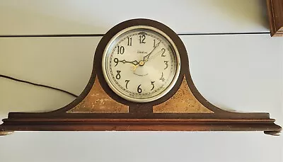 1928 Revere Telechron B3 Electric Mantle Clock Mahogany +Maple Accents Runs Xlnt • $68