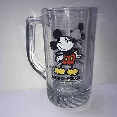 Disney Clear Glass Full Body Mickey Mouse 12 Oz.Mug/Tankard/Stein W/Glass Handle • $3