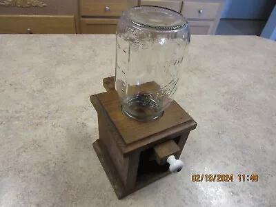 Vintage Wooden Mason Jar Gum Candy Marble Peanut Dispenser Rustic Look • $14.99