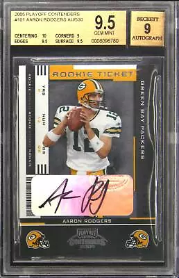 2005 #101 Aaron Rodgers Contenders Rookie Ticket Autograph RC Auto BGS 9.5 • $8995