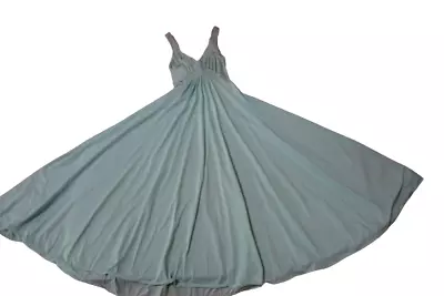 Vintage Olga Bodysilk Full Sweep Nightgown Size Small Light Aqua • $24.99
