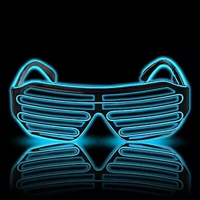 LED Light Up Glow Neon Shutter | Flashing Party Glasses Shades Night Disco Rave • £2.95