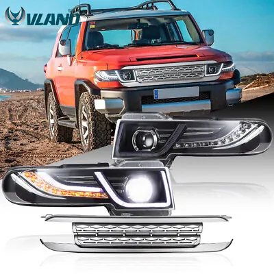 VLAND Headlights W/Sequential Turn+Silver Grille For 2007-2015 Toyota FJ Cruiser • $299.99