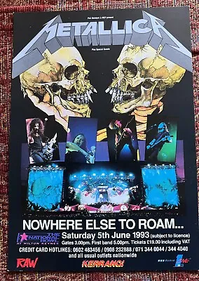 METALLICA Original Nowhere Else To Roam MK Bowl 1993 Live Promo A5 Flyer Poster • £5.95