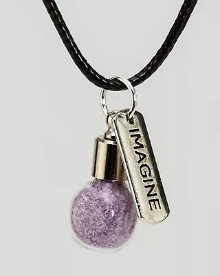 Amethyst Sand Crystals In A Jar Amulet & Mantra IMAGINE Pendant Necklace   • $20.99