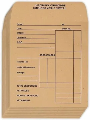 70 Wage Cash Earnings Packet Brown Envelopes Staff Pay Office Envelope • £4.89