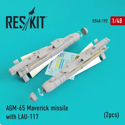 AGM-65 Maverick Missile With LAU-117 (2pcs) (Resin Set) 1/48 ResKit RS48-0192 • $11.25