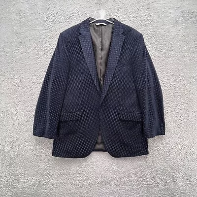 Samuel Windsor Mens Blazer Blue 42R Polyester Velvet Polka Dot Smoking Jacket • $48.38