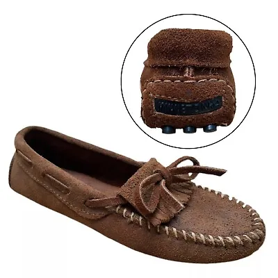 Minnetonka Moccasins Womens 6M Brown Leather Slip-On Driving Moccasin Loafers • $39.95