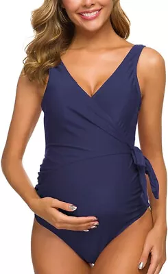 Tempotrek Navy Blue Maternity Swimsuit One Piece Side Tie Knot Size L • $12.99