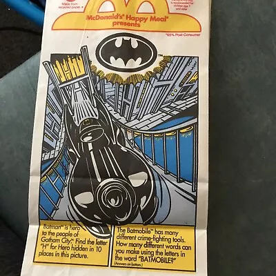 1991 McDonalds Batman Returns Happy Meal Bag • $8