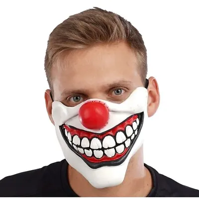 £6.99 • Buy Clown Half Face Halloween Smile Mask Latex Scary Fancy Dress Costume Circus