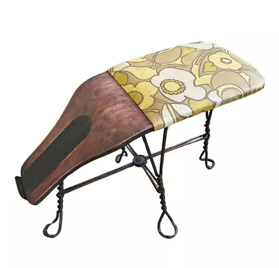 Shoe Store Salesman Wood Twisted Iron Fitting Stool Vinyl Seat Bench Foot Rest • $139.99