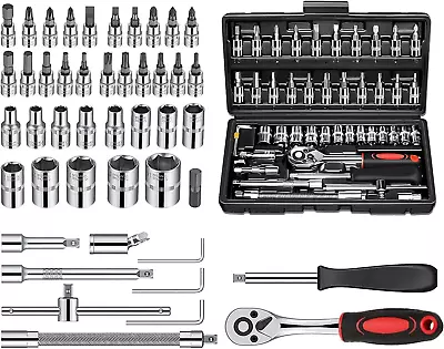 1/4 Inch Drive Socket Set 46 Piece Ratchet Socket Wrench Set 1/4'' Socket Set • $40.95