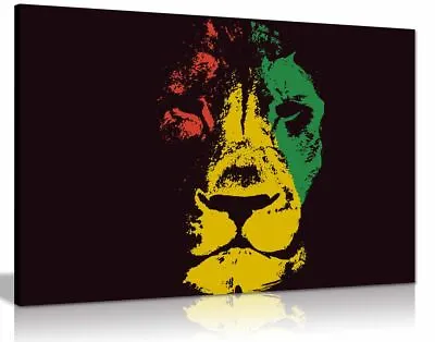 Jamaican Rasta Lion Canvas Wall Art Picture Print • £39.99