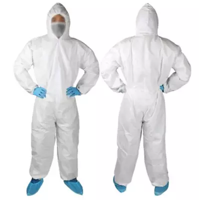 £4.40 • Buy Disposable Coveralls Overalls Hood Painters Protective Boiler SUIT 40 GSM
