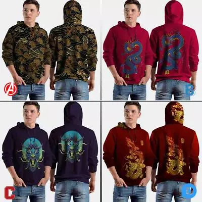 New Hoodie Dragon Design Hoodie Fullprint Polyester Pullover Hoodie • $49.99