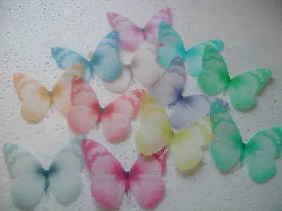 12 PRECUT Pastel Mix Edible Paper Butterflies Cupcake Toppers  • £2.85