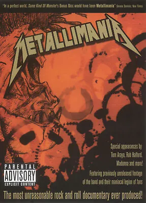 Metallimania: Metallica Rockumentary DVD Cert E Expertly Refurbished Product • £1.98