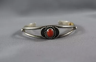 Old Pawn Navajo Silver And Coral Bracelet • $95