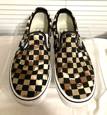 Van Off The Wall Brown Beige & Creme Checked Slip On Women's Tennis • $10.75