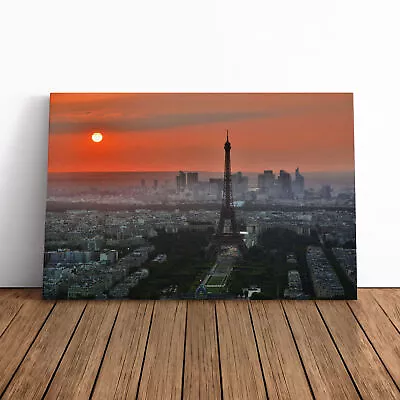 Paris Eiffel Tower Sunset Canvas Wall Art Print Framed Picture Decor Living Room • $37.83