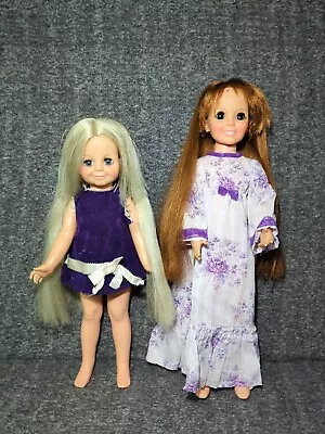 Lot Of 2 Vintage IDEAL CRISSY & VELVET DOLL Growing Hair-Purple Outfits-No Shoes • $20