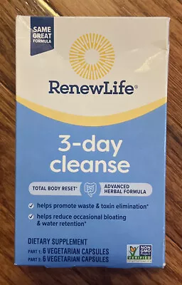 RenewLife 3 Day Cleanse Total Body Reset Dietary Supplement 2 Part System 01/25 • $11.95