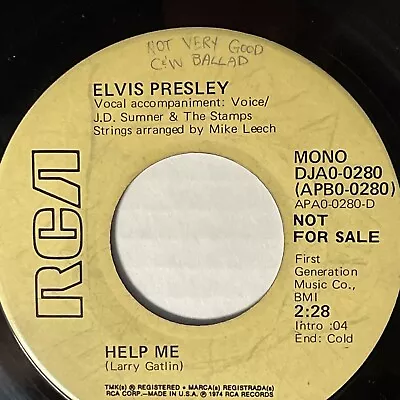 Elvis Presley Help Me Talk In Your Sleep RCA Not For Sale Promo 45 Record 1974 • $9.99