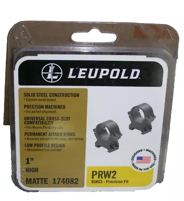 Leupold PRW2 Scope Rings 1  High Black Matte 174082 Precision Fit Steel • $45