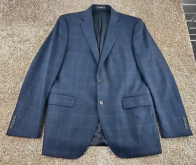 Peter Millar Suit Jacket Men's 42T Blue Check Plaid 100% Wool Sport Coat Blazer • $59.99