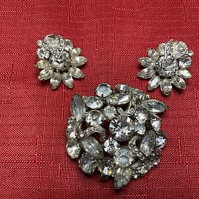 Vtg Rhinestone Brooch And Eisenberg Earrings PRETTY!   • $20